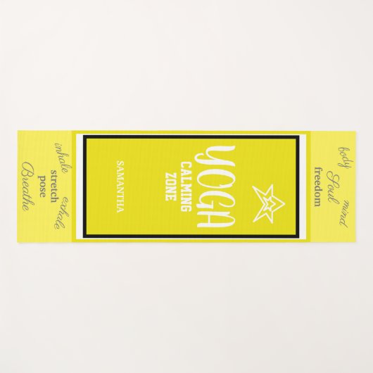 Geel wit yogamat (Voorkant (horizontaal))