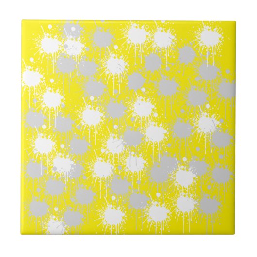 Geel, Wit Zilver Blush Abstract Tegeltje (Voorkant)