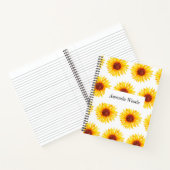 Geel Wit Zonnebloem Bloemen Spiraal Notitieboek (Binnen)