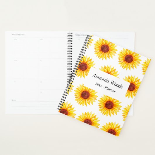 Geel Wit Zonnebloem Bloempatroon Planner (Display)