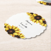 Geel Wit Zonnebloem Trouwbloem Bloemen Kartonnen Onderzetters (Gekanteld)