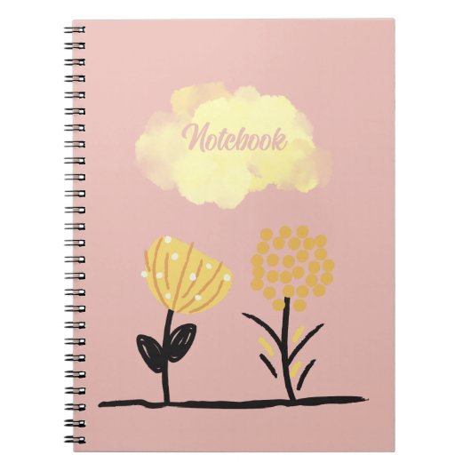 Geel Wit Zwart Calm Flowers Poster Spiraal Notitieboek (Voorkant)
