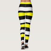 Geel Wit & Zwart Horizontaal-Gestreepte Leggings (Achterkant)