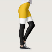Geel Wit Zwart Kleur Block Style Design Leggings (Rechts)