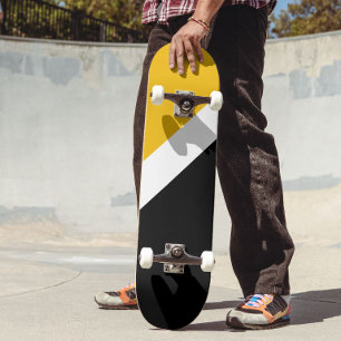 Geel Wit Zwart Kleur Block Style Design Persoonlijk Skateboard