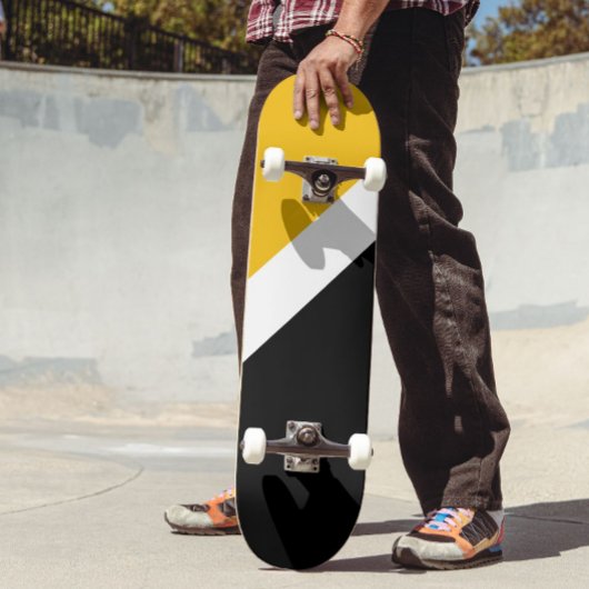 Geel Wit Zwart Kleur Block Style Design Persoonlijk Skateboard