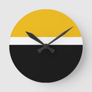 Geel Wit Zwart Kleur Block Style Design Ronde Klok