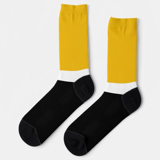 Geel Wit Zwart Kleur Block Style Design Sokken (Links)