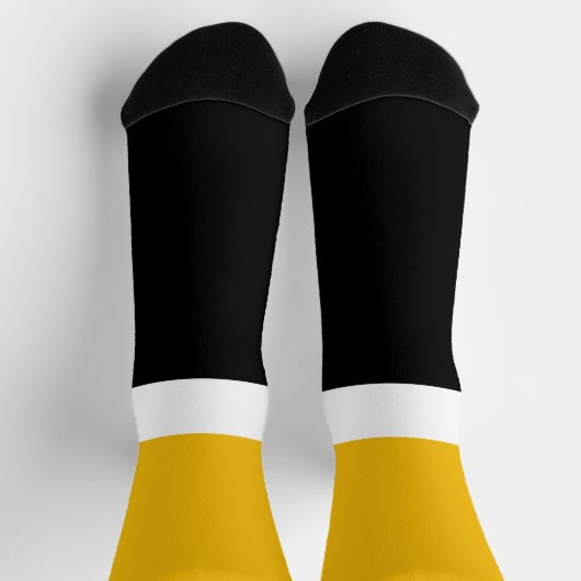 Geel Wit Zwart Kleur Block Style Design Sokken (Top)