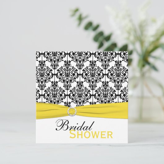 Geel, wit, zwart Vrijgezellenfeest uitgenodigd Kaart (Staand voorkant)