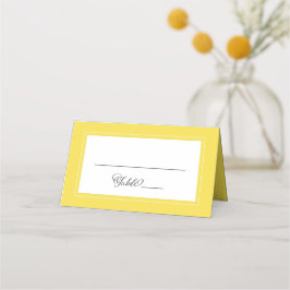 Geel Witte Bruiloft Elegante Chique Rand Modern Plaatskaartje