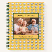 Geel witte chef-kok petten patroonnaam foto notitieboek (Voorkant)