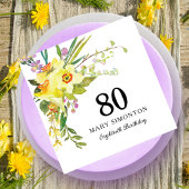 Geel Witte Daffodil 80th Birthday Party Napkins Servet