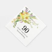 Geel Witte Daffodil 90th Birthday Party Napkins Servet (Hoek)