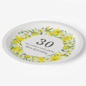 Geel Witte Daffodil Wreath 30th Birthday Papieren Bordje (Gekanteld)