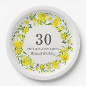 Geel Witte Daffodil Wreath 30th Birthday Papieren Bordje (Voorkant)