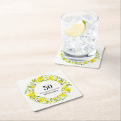 Geel Witte Daffodil Wreath 50th Birthday Kartonnen Onderzetters (Insitu)
