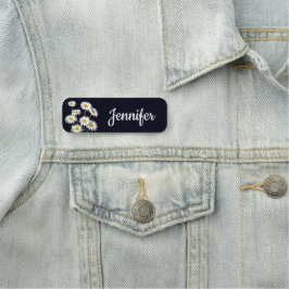 Geel & Witte Daisies op Zwart Naamplaatje