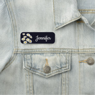 Geel & Witte Daisies op Zwart Naamplaatje