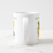 Geel witte en zwarte Funky Cool Giraffe Birthday Grote Koffiekop (Achterkant)