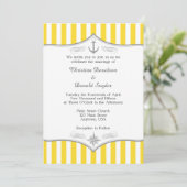 Geel-witte grijze Nautical Wedding Invitation Kaart (Staand voorkant)