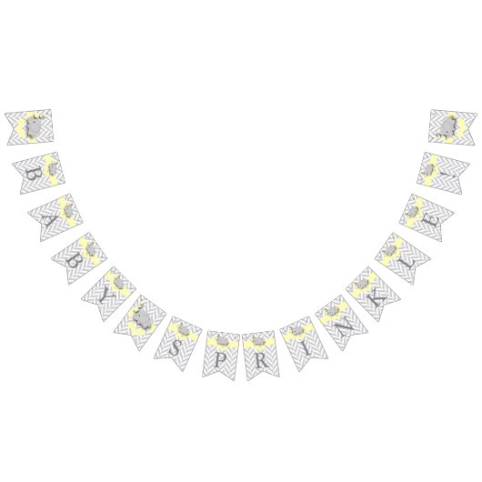 Geel, witte grijze olifant Baby Sprinkle Vlaggetjes (Alle)