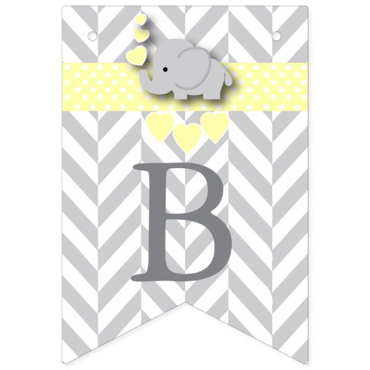 Geel, witte grijze olifant Baby Sprinkle Vlaggetjes (Tweede vlag)