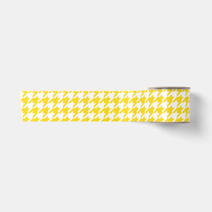 Geel Witte Houndstooth Gekruist Geruit Satijnen Lint