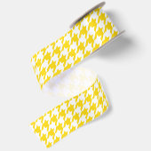 Geel Witte Houndstooth Gekruist Geruit Satijnen Lint (Achterkant)