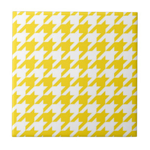 Geel Witte Houndstooth Gekruist Geruit Tegeltje