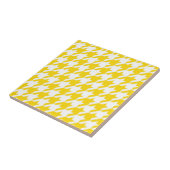 Geel Witte Houndstooth Gekruist Geruit Tegeltje (Zijkant)