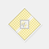 Geel, witte houndstooth patroon bruiloft servetten (Hoek)