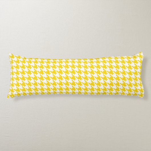 Geel Witte Houndstooth Rutcontrole Lichaamskussen (Voorkant)