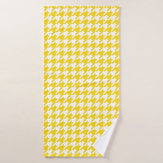 Geel Witte Houndstooth Rutpatroon Badhanddoek (Badhanddoek)
