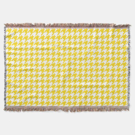 Geel Witte Houndstooth Rutpatroon Deken (Voorkant)