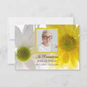 Geel witte madeliefjes begrafenis gedenkteken symp bedankkaart (Voorkant)