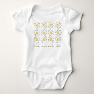 Geel witte madeliefjes bloempatroon watercolor kun romper