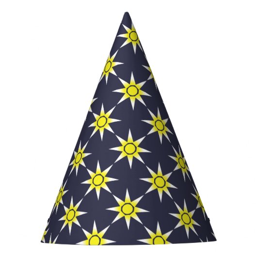 Geel-witte Magic Sun-product Feesthoedjes (Voorkant)