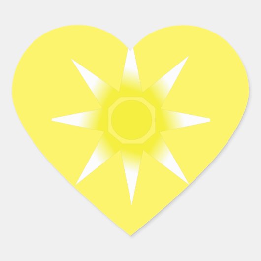 Geel-witte Magic Sun-product Hart Sticker (Voorkant)