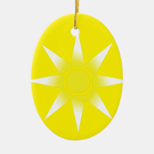 Geel-witte Magic Sun-product Keramisch Ornament