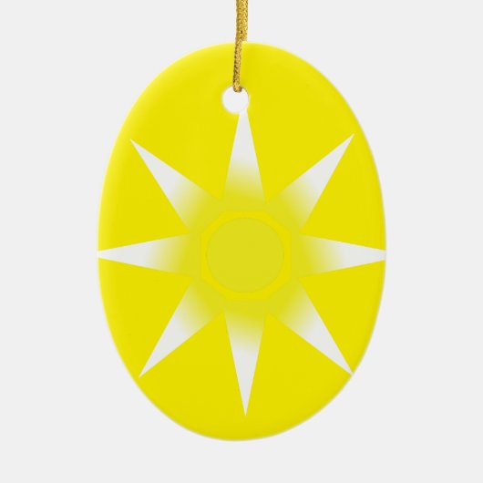 Geel-witte Magic Sun-product Keramisch Ornament (Voorkant)