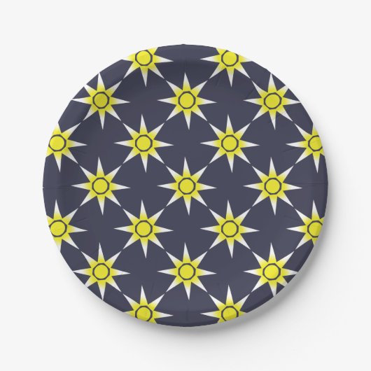 Geel-witte Magic Sun-product Papieren Bordje (Voorkant)