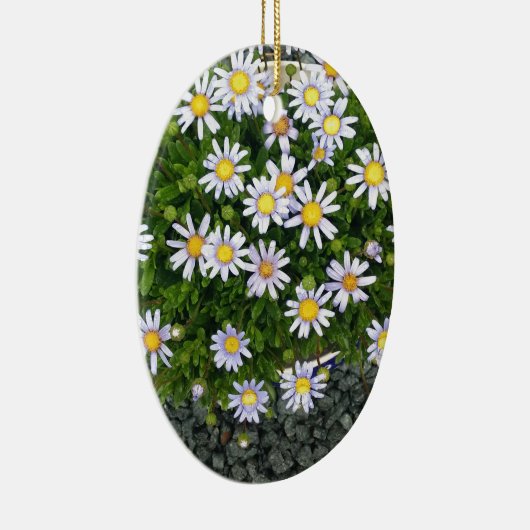 Geel-witte margarita bloemen met grijze keien keramisch ornament (Rechts)