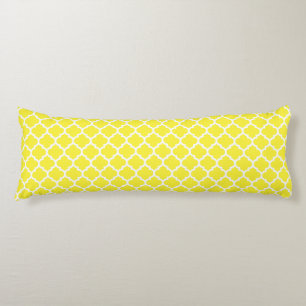 Geel Witte Marokkaanse Quatrefoil Patroon #5 Lichaamskussen