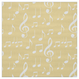 geel witte muzieknoten patroonstof stof