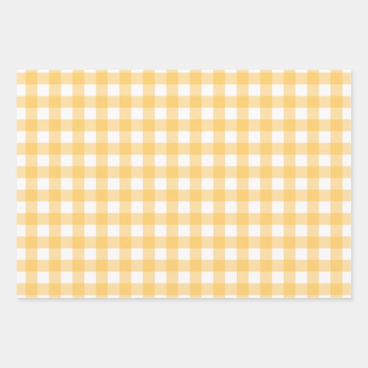 Geel Witte Patronen Gingham Stippen Gestreept Inpakpapier Vel (Voorkant)