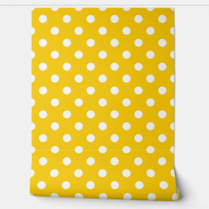 Geel Witte Polka Dots Patroon Wall Decor Behang
