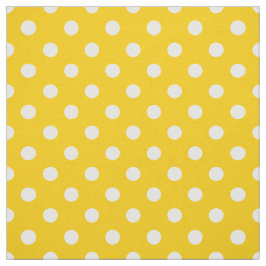 Geel Witte Polka Dots Textiel Stof