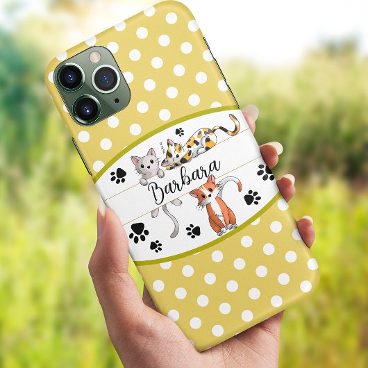 Geel & witte polkadot, op maat gemaakte moppige ka Case-Mate iPhone case