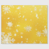 Geel/Witte Sneeuwvlokken Kerstmis Cadeaupapier (Vlak)